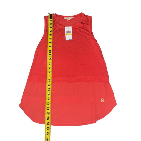 Michael Kors Top Womens Medium Pink Sleeveless Blouse Solid Vented Tank Sheer - Picture 2 of 4